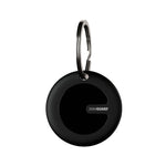 Black round Travel Traka with a ring on a white background