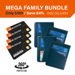 Mega family bundle offer with card protectors and ID blockers on a white background