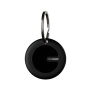 Black round Travel Traka with a ring on a white background