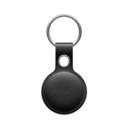 Black leather keychain Travel Traka device with 'Skimguard' branding on a white background