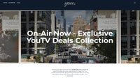 YouTV promotional banner with cityscape background and text 'On-Air Now - Exclusive YouTV Deals Collection'.